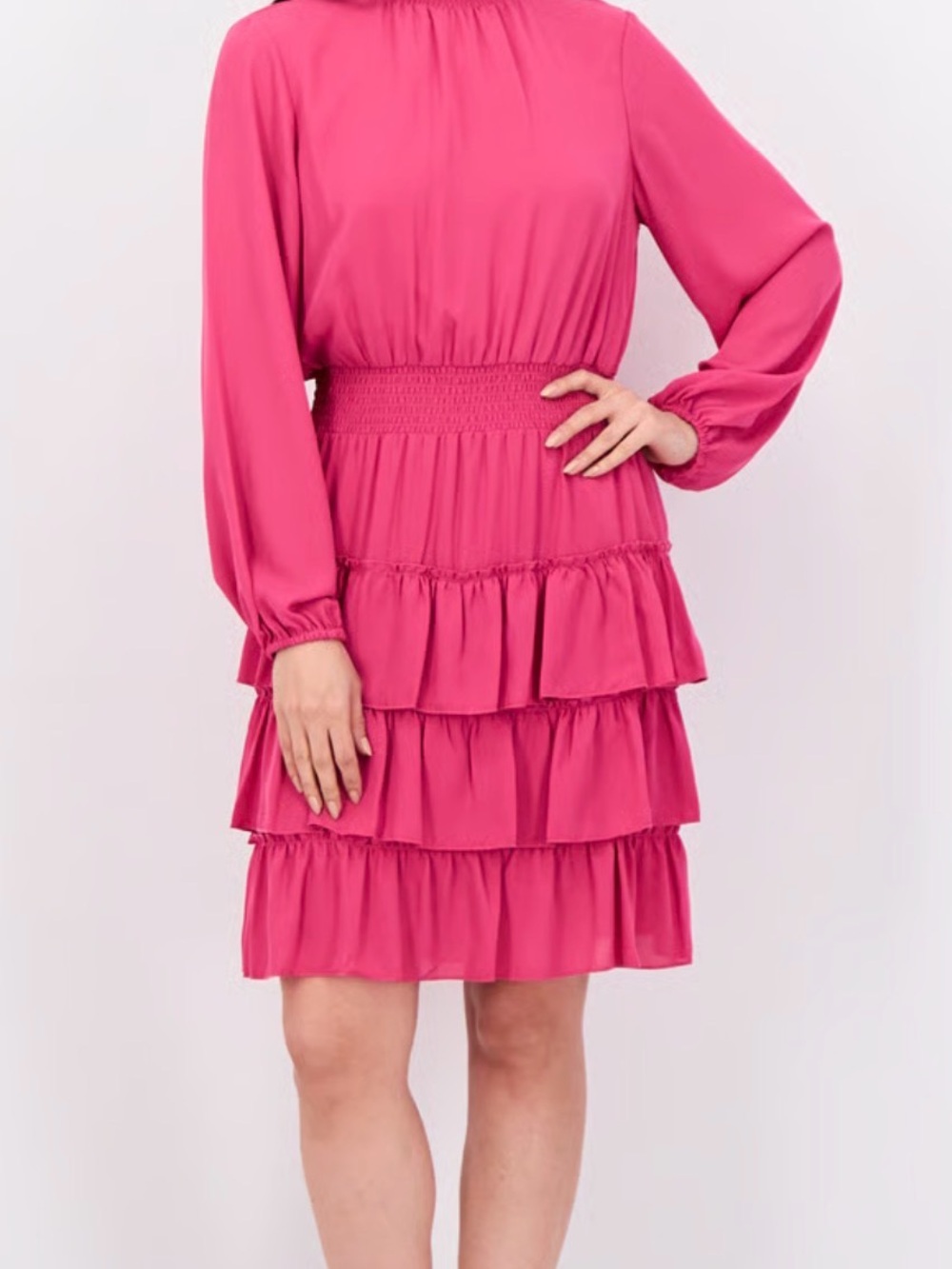 Nanette Nanette Lepore Raspberry Radiance Dress Size 6 Ruffle Tiered Swiss Dot